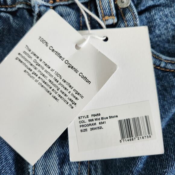 Ganni Betzy Mid Blue Stone High‎ Rise Slim Flare Crop Jean 26/32 NWT $195 - Picture 4 of 9